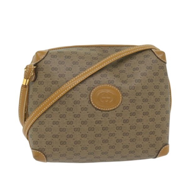 GUCCI Micro GG Supreme Shoulder Bag PVC Leather Beige Auth - Picture 1 of 15